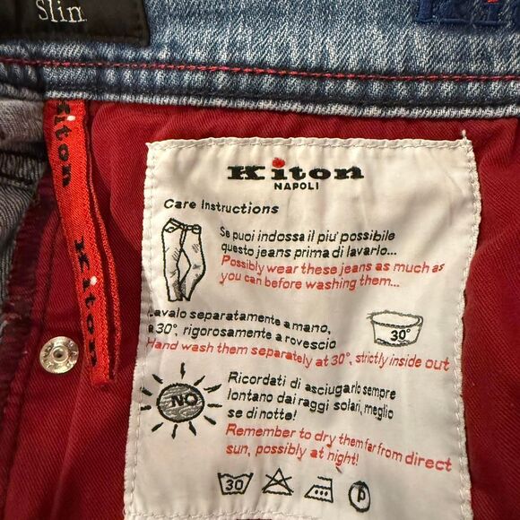 Kiton Men's Designer Blue Light Wash Jeans - Picture 6 of 7